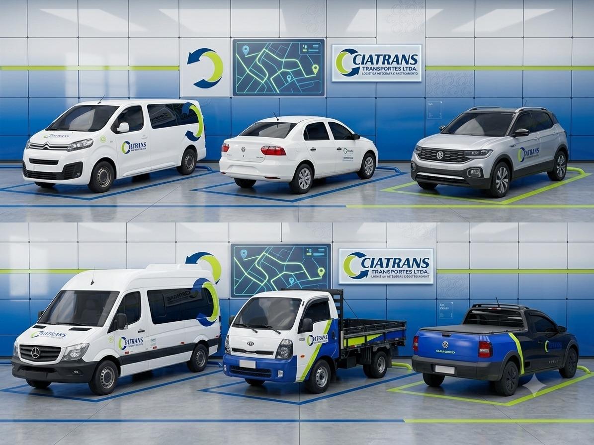 Frota completa da CIATRANS: van, sedan, SUV, furgão, caminhão e pick-up